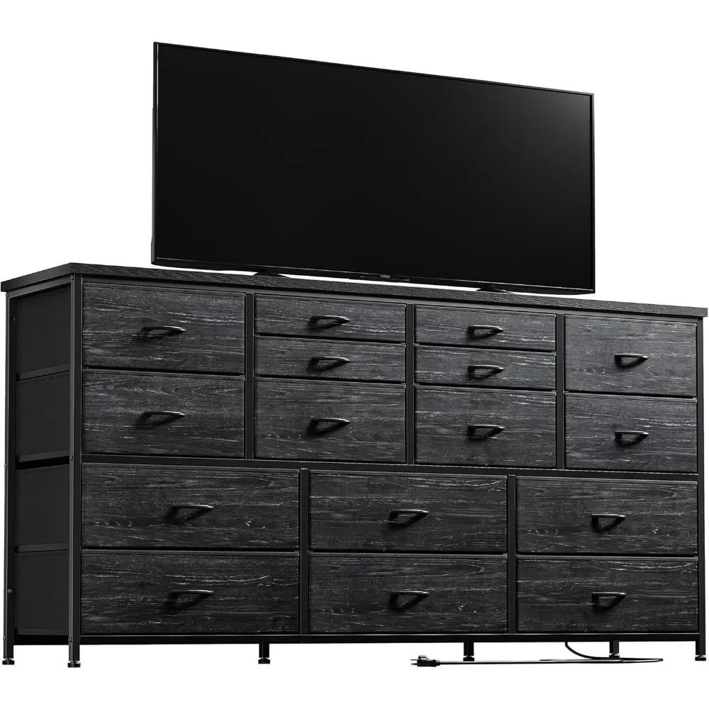 Dresser TV Stand with Power Outlet TV Stands for Living Room Dresser for Bedroom with  Drawers for TV Stand