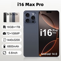 New I16 Max Pro 7.3HD Cellphones Global Version 4G 5G Original Smartphone Dual SIM Android 14 Cell Phone 8000mAh Mobile Phones
