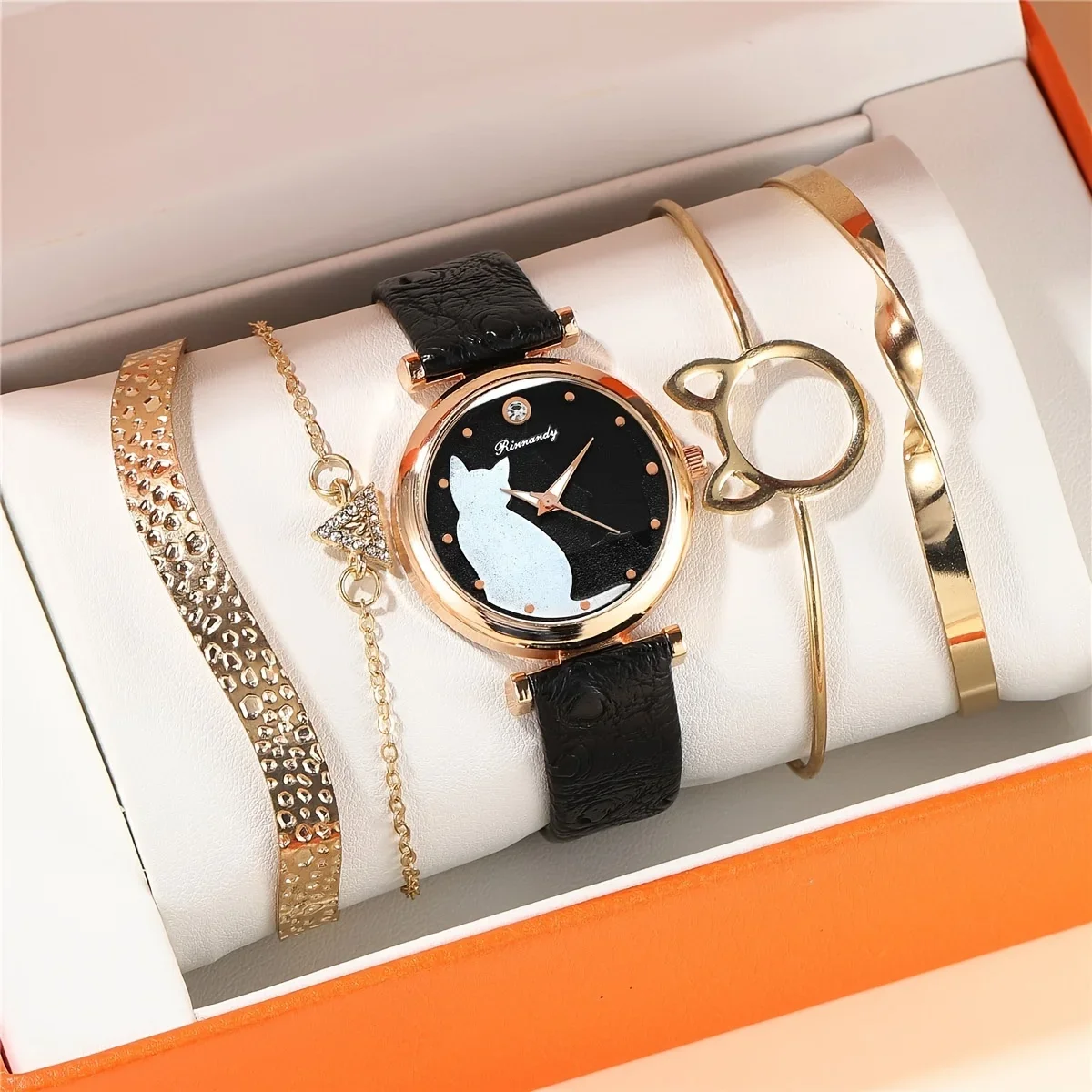 Novelty Animal Cat Elegant PU Leather Strap Fashion Watch Bracelet For Women Ladies Girls No gift box