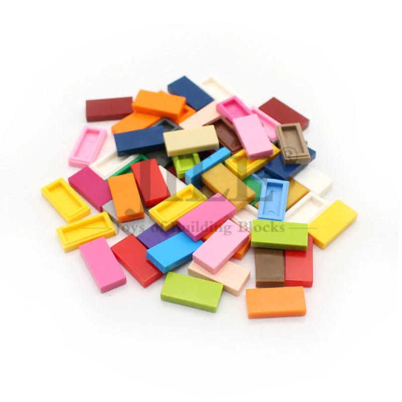 200pcs MOC 3069 Tile1x2 Bricks Assembled Parts Classic Building Blocks Kids Gifts Educational Bulk Accessory Construction Toys