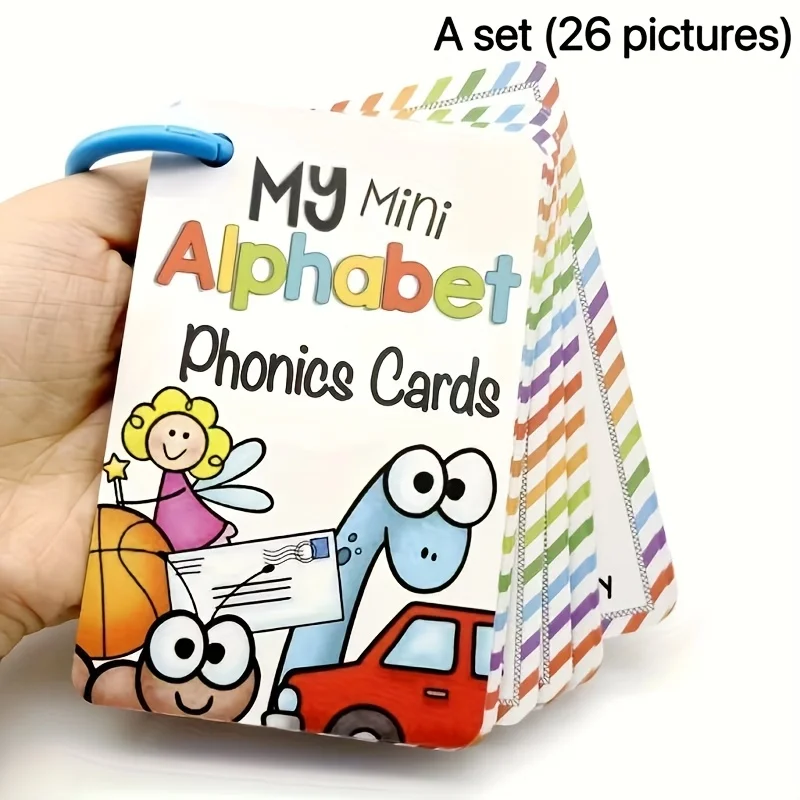 

1set(26pcs) ABCs Alphabet Flash Cards Set - Colorful Letter & Sound Vocabulary Learning Cards with Handles for Youngsters