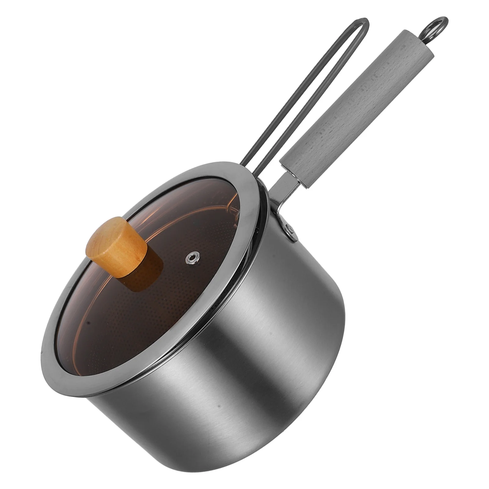 

1Set Stainless Steel Frying Pot with Fry Basket Multifunctional Deep Fryer for Even Cooking and Stewing Mini Cooking Pot