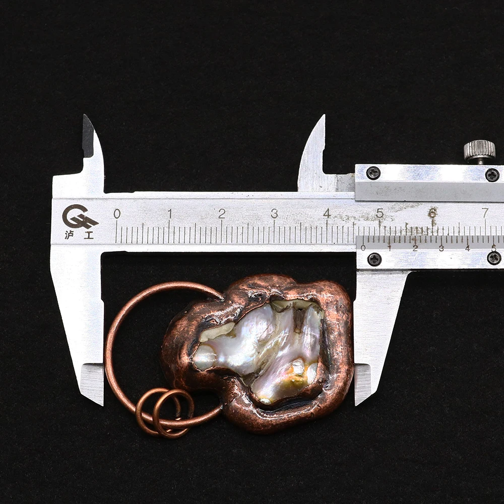 Natural Freshwater Pearl Bronze Pendant Irregular Necklace Accessories Antique Copper Pendant Vintage Copper DIY Women Jewelry image 6