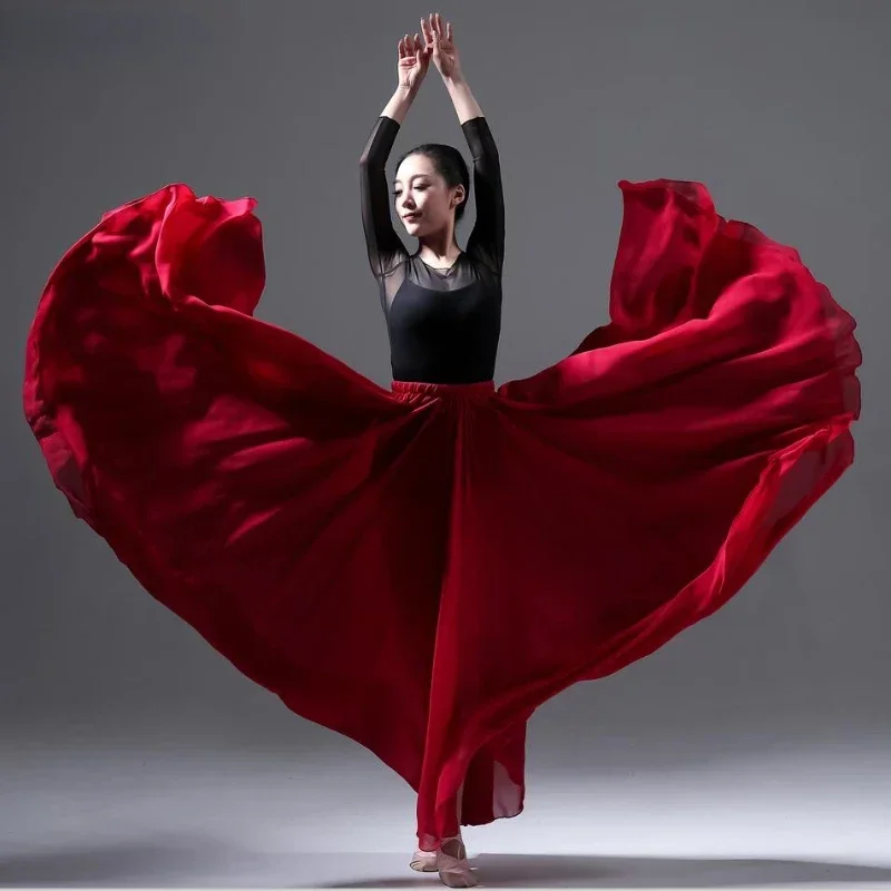 

Classical Dance Clothes Female Modern Dance Oriental Dance Practice Long Gauze Skirt National Elegant Skirt Large Swing Skirt