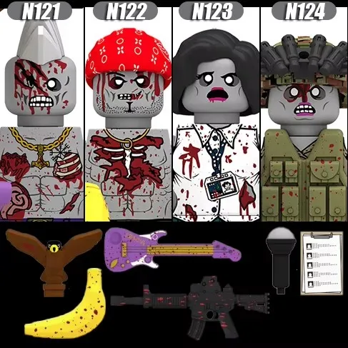 MOC City Zombies Figuren Bausteine Halloween Soldaten Doktor Biochemischer Anzug Giftige Schadstoffe Schild Bausteine Spielzeug Kinder Geschenk