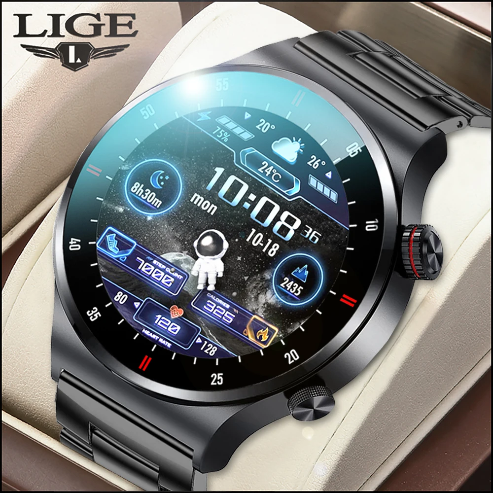 LIGE New Bluetooth Call Smart watch Men Full touch Screen Sports fitness watch Bluetooth is Suitable For Android ios Smart watch