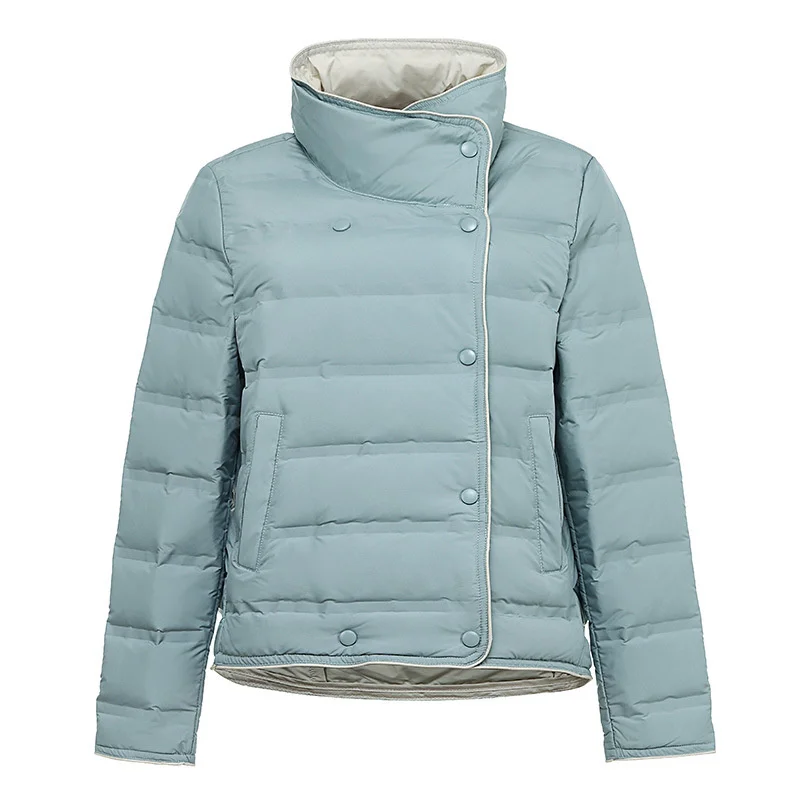 Autumn Winter Women Oversize Puffer Coat 2025 New Warm Light White Duck Down Jacket Female Slim Short Color Block Quilted Parkas