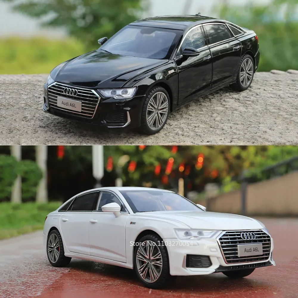 1:18 A6L Alloy Car Model Toys Diecast Metal Vehice 6 Doors Opened with Sound Light Pull Back Shock Absorption Kid Toy Collection