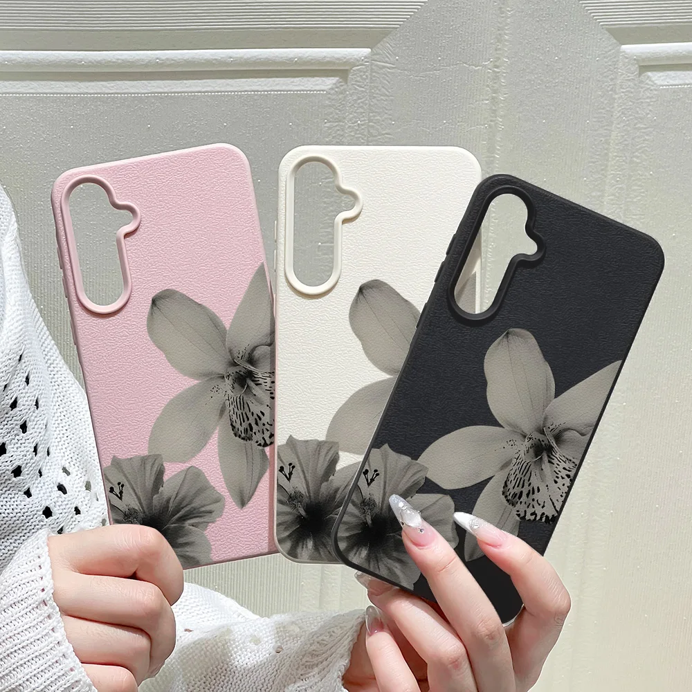 

Luxury Lily Flower Phone Case For Samsung Galaxy S26 Ultra S25 S24 FE S23 A57 A56 A55 A54 A53 A37 A36 A35 A17 A16 Lichee Cover