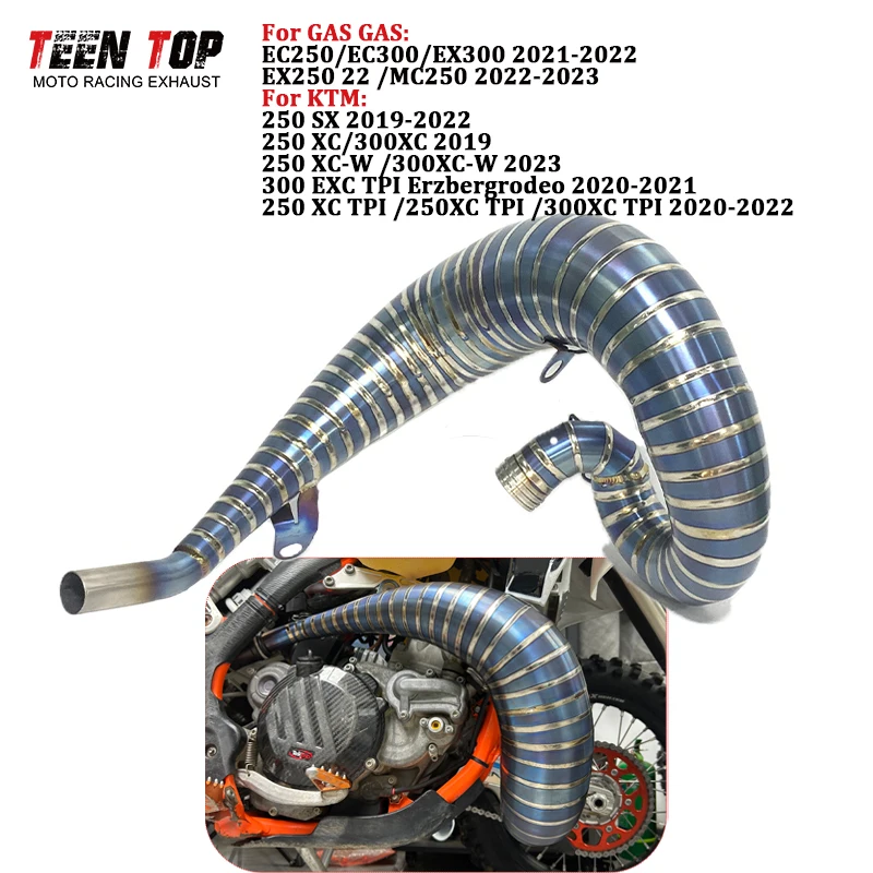 

DirtBike Exhaust Pipe For GASGAS EC250 EC300 EX300 Exhaust Header EX250 MC250 Front Pipe Titanium Escape Moto Link 30mm Muffler