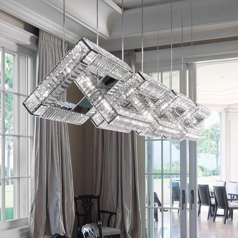 Modern LED High-end K9 Crystal Pendant Light Restaurant Lamps Villa Duplex Building Banquet Hall Hotel Bar Sales Department Lamp