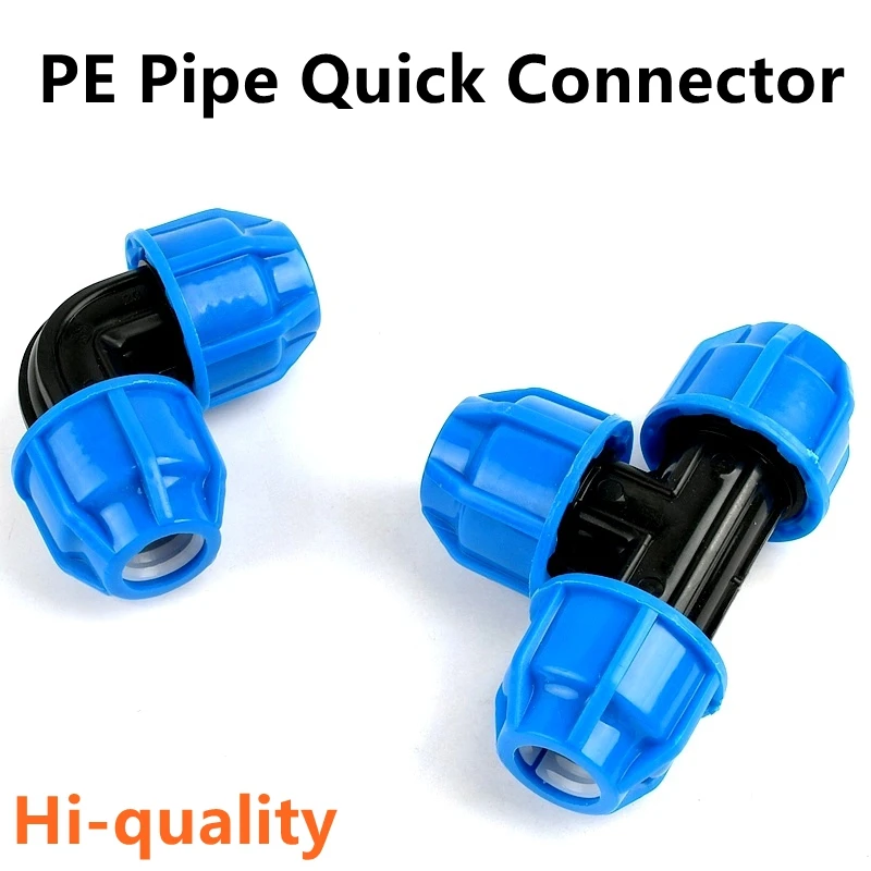 1PC I.D 20~63mm Hi-quality PE Pipe Quick Connector Fitting Reducing Elbow 3-Way Garden Agriculture Irrigation Plastic Splitter