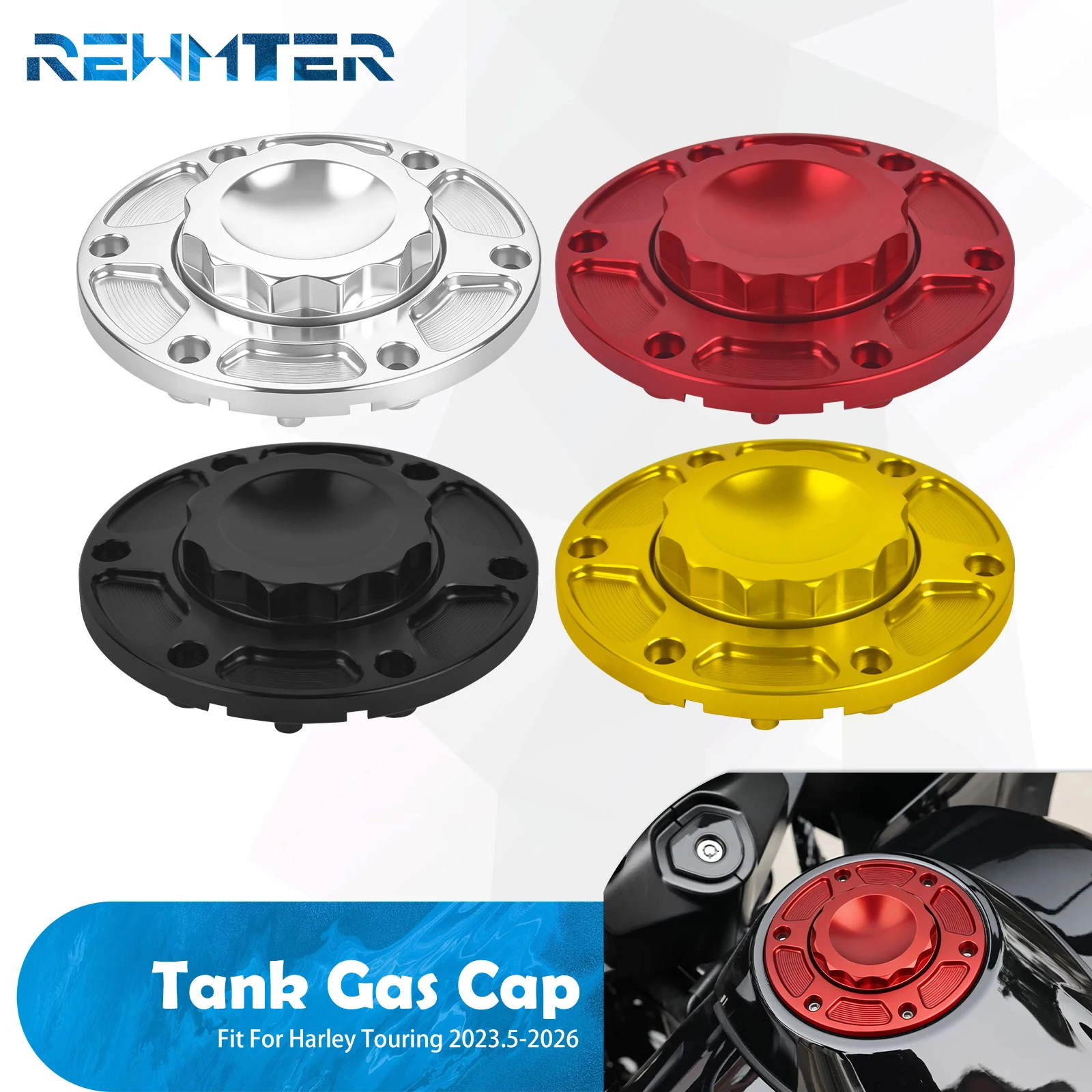 

Motorcycle Fuel Tank Cap Vented Oil Gas Tank Cover For Harley Touring Road King Electra Street Glide Ultra Limited 2023.5-2026