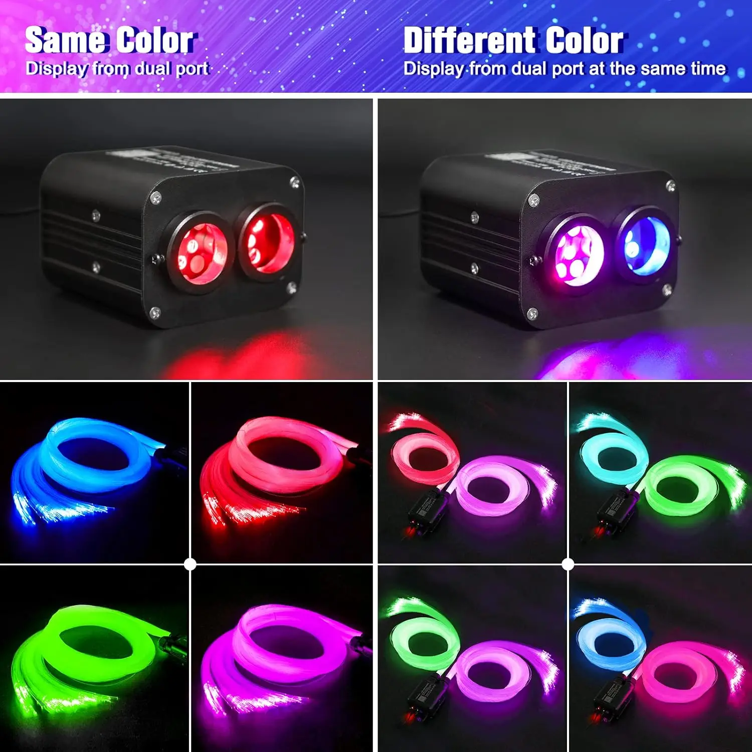 1000pcs 0.75mm Starlight Fiber Optic Kit 20W Twinkle RGBW LED Fibre Optic Light for Car Roof Home Ceiling