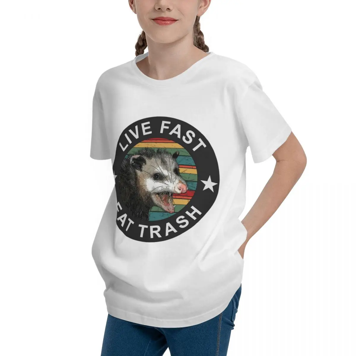 Sexy Live Fast Eat Trash Possum For Sale Adolescents Basic Short Sleeve T-Shirt T-shirts Hot Sale  Travel Humor Graphic