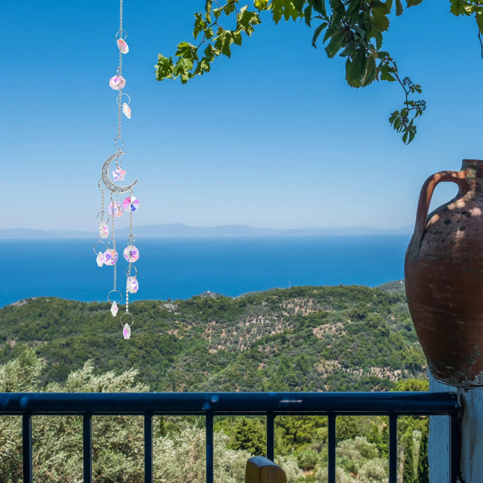 

Crystal Ball Pendant Hanging Sun Catcher Iron Decorative Craft Room Bedroom Yard Vehicle Mounted Delicate Living Room