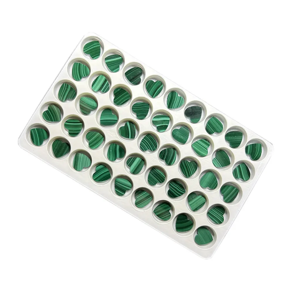 10 Pieces 1 Bag 10x10x2mm Flat Heart Shape Natural Malachite Stone Loose Gemstone for Jewelry