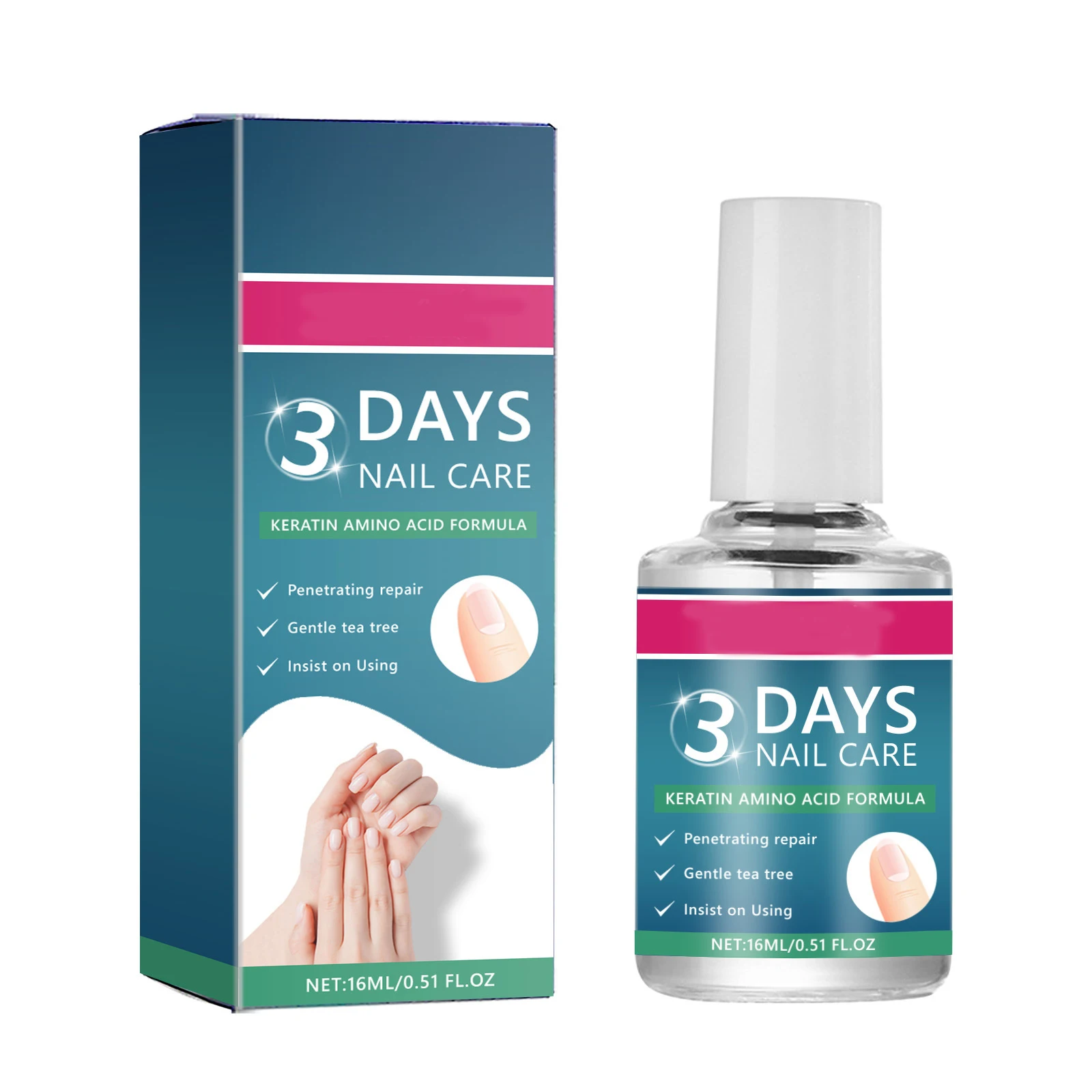 Nail Care Treatment Polish Keratin and  Amino Acid Formula Moisturizing Brightening Nail Polish Plant-Based Nail Caring Tool 16m
