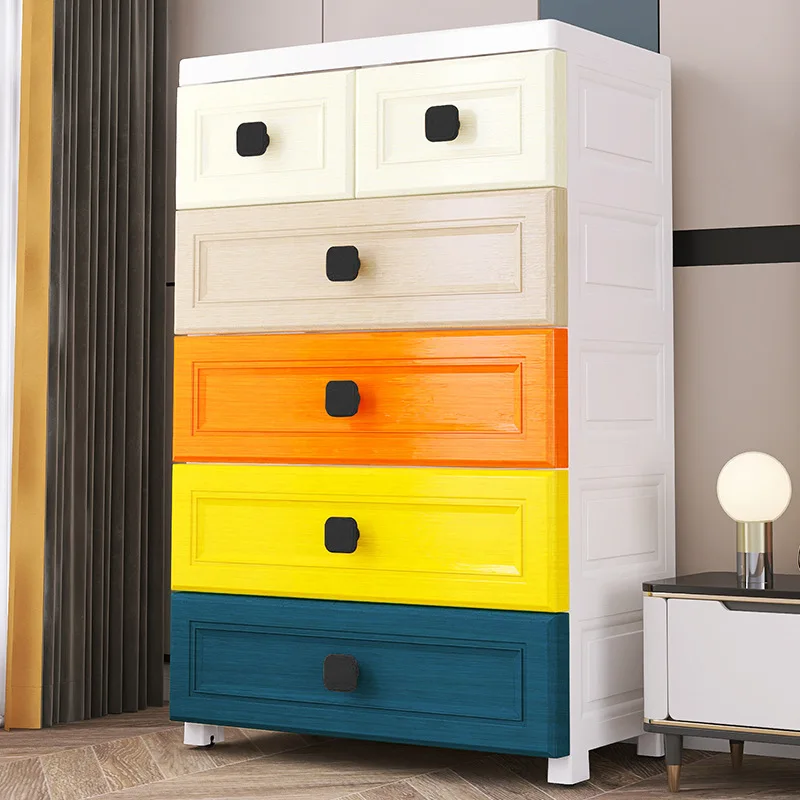 

Thickened storage cabinet Plastic storage cabinet Organizing box Storage heightened and deepened drawer type children's wardrobe
