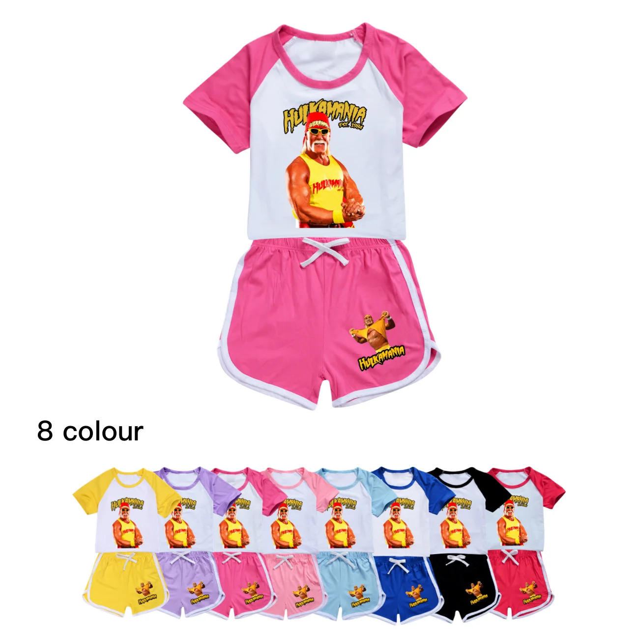 Girls Boys Clothing Set Kids Sports T shirt+Shorts Set Children Hulk Hogan Clothing Casual Comfort outfits Pyjamas Gift4919