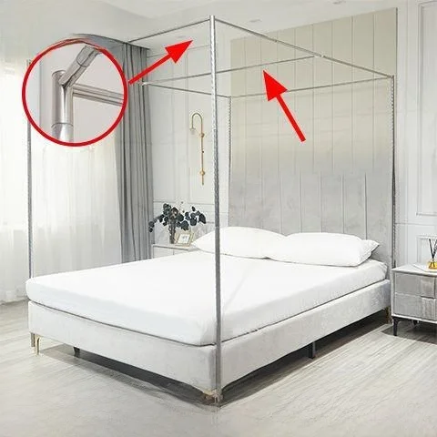 Stainless Steel Metal Stand Upgrade Triple Door Hanging Bed Curtain Rod Thickened for Home Use Anti-Mosquito Curtain