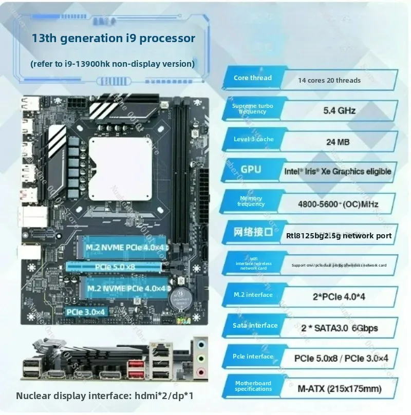 Für ERYING Q1HY MoDT Motherboard CPU-Set i9-13900HK ES 14C20T, Q1J2 Q1J3 Q1J4 13. Generation DDR5 ITX Board