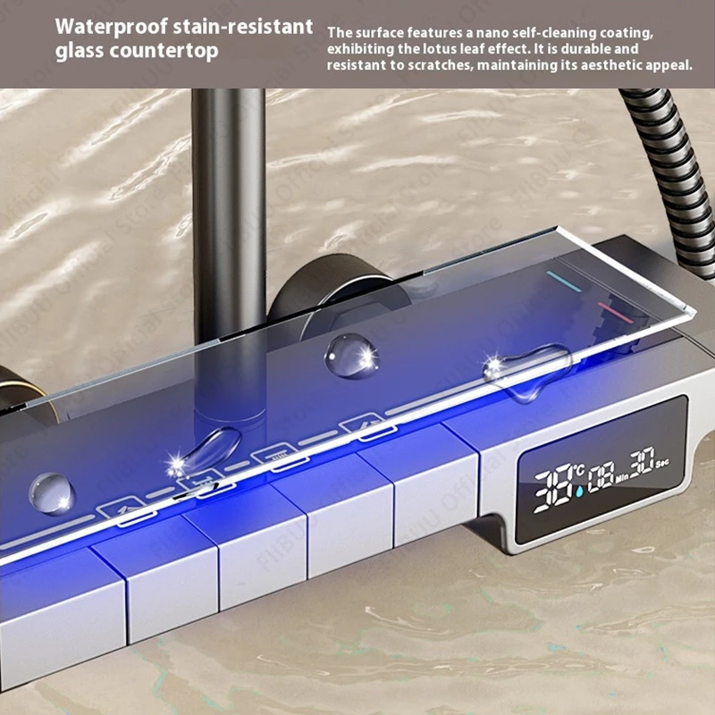 물 절약 샤워 세트 럭셔리 스마트 샤워 시스템 다기능 샤워 헤드 콤보 압력 물 마사지 욕실 액세서리