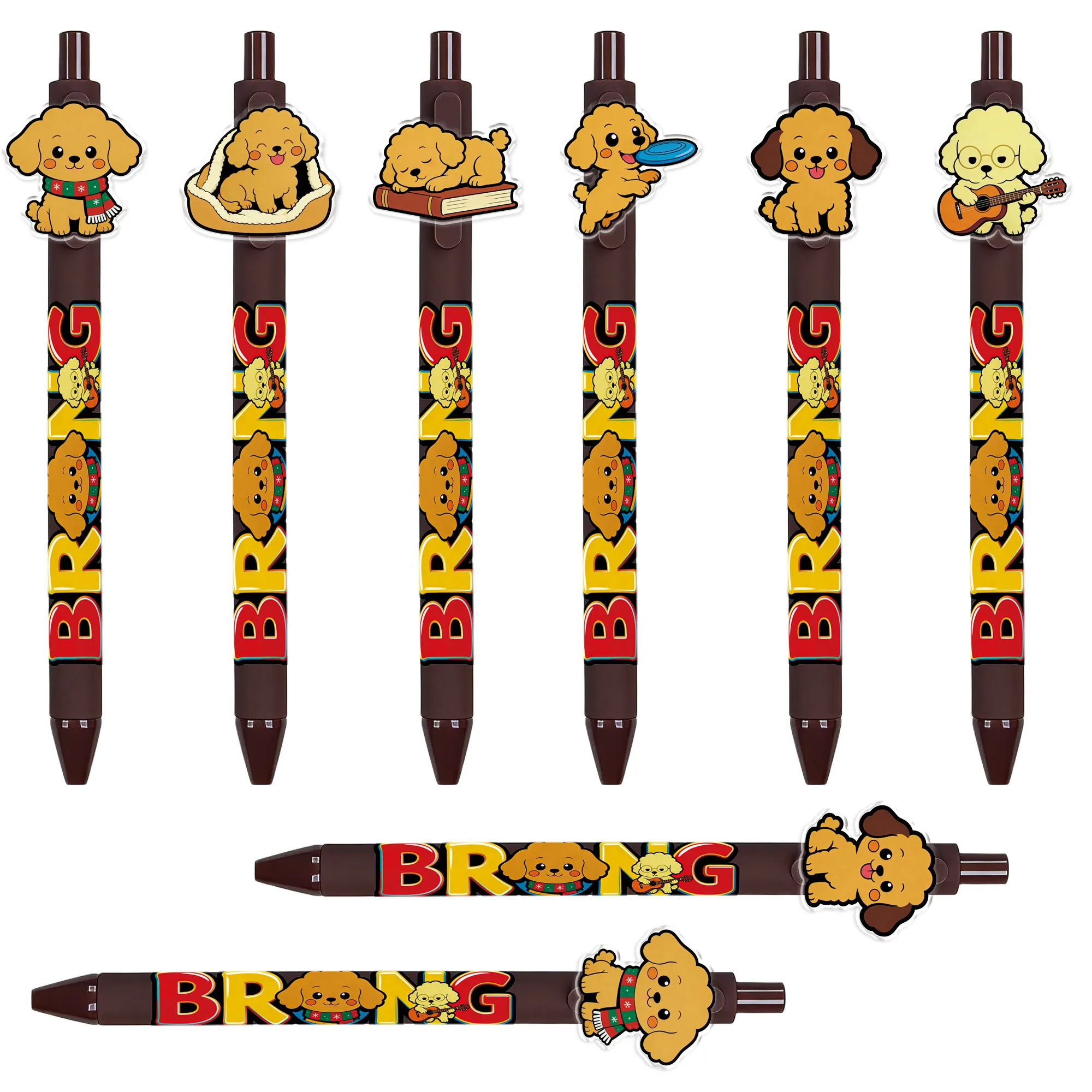 

8 pieces / 15 pieces cute puppy-shaped push-button writing pens. Pet-themed series writing pens.