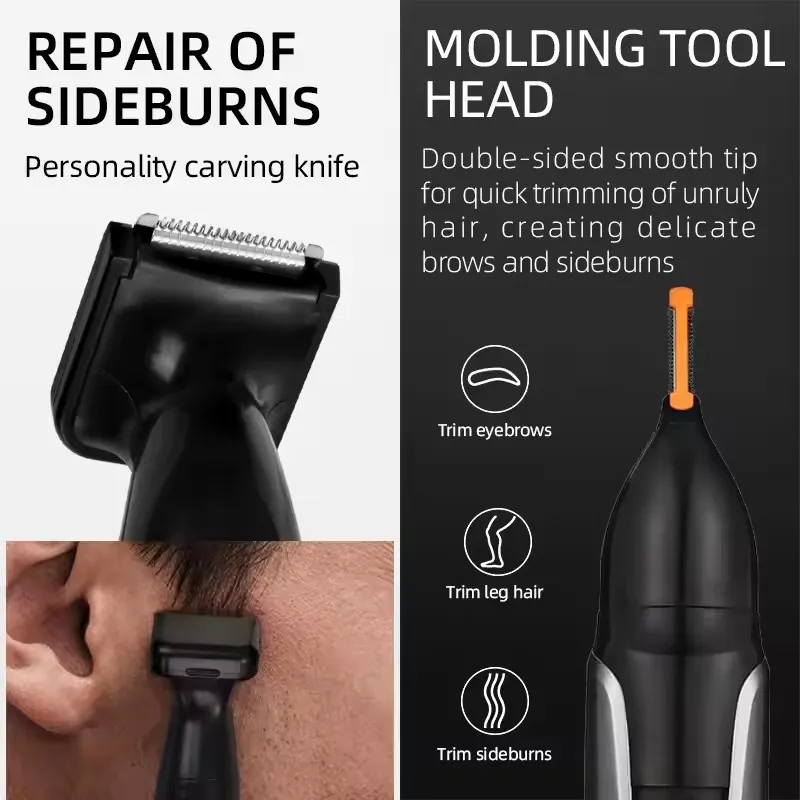 Kemei 2in1&4in1 Nose Hair Trimmer Rechargeable Beard Trimer Mens Eyebrow Nose Trimmer for Nose Ear
