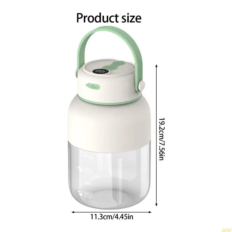 A0NC 효율적인 휴대용 쥬스 컵 스테인리스 스틸 블레이드 배터리 디스플레이 학생 및 바쁜 전문가를위한 주스 제조업체