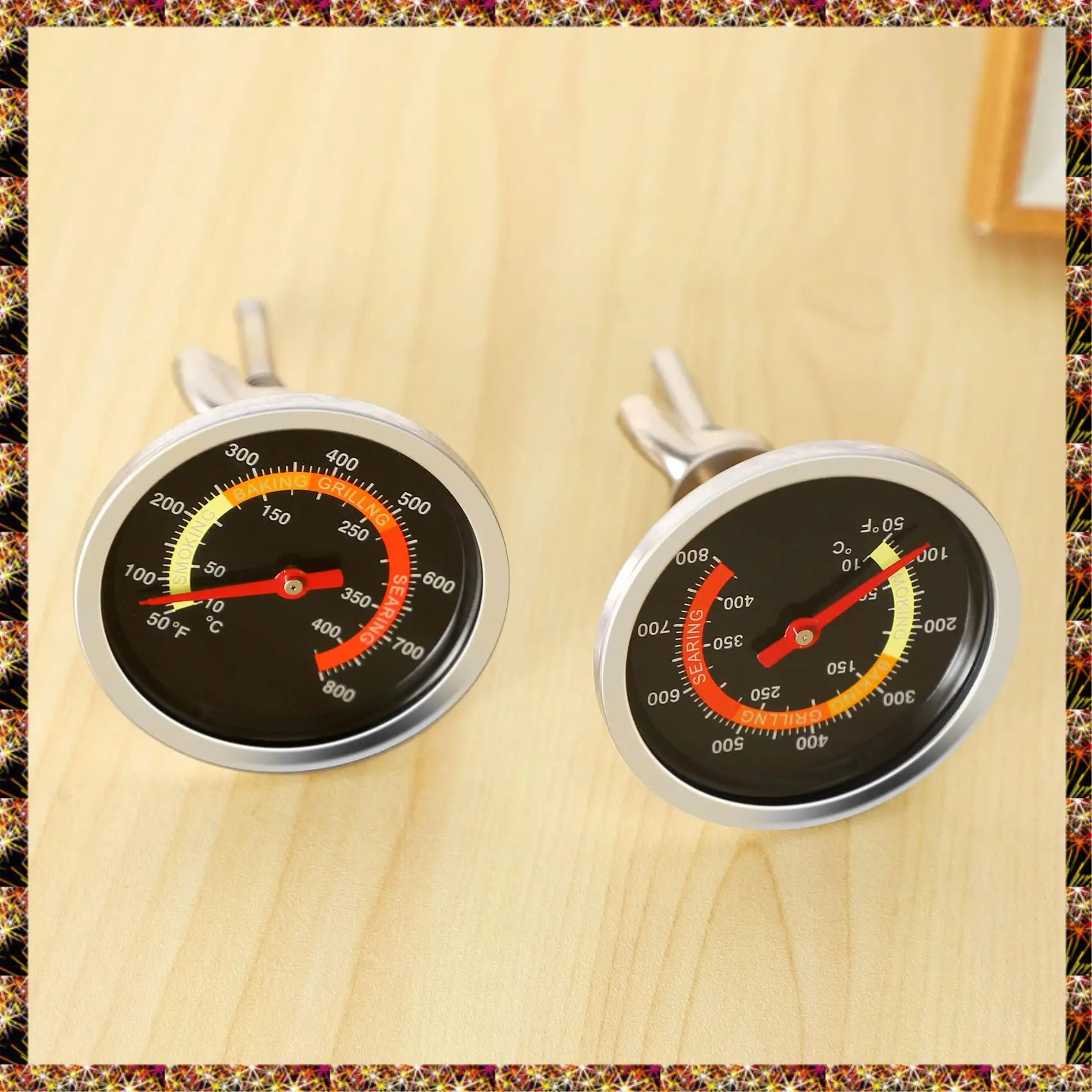 BTCL Indicatore di temperatura per griglia per barbecue, misuratore di temperatura per affumicatore per griglia a carbone per barbecue Termometro per forno per pizza per barbecue