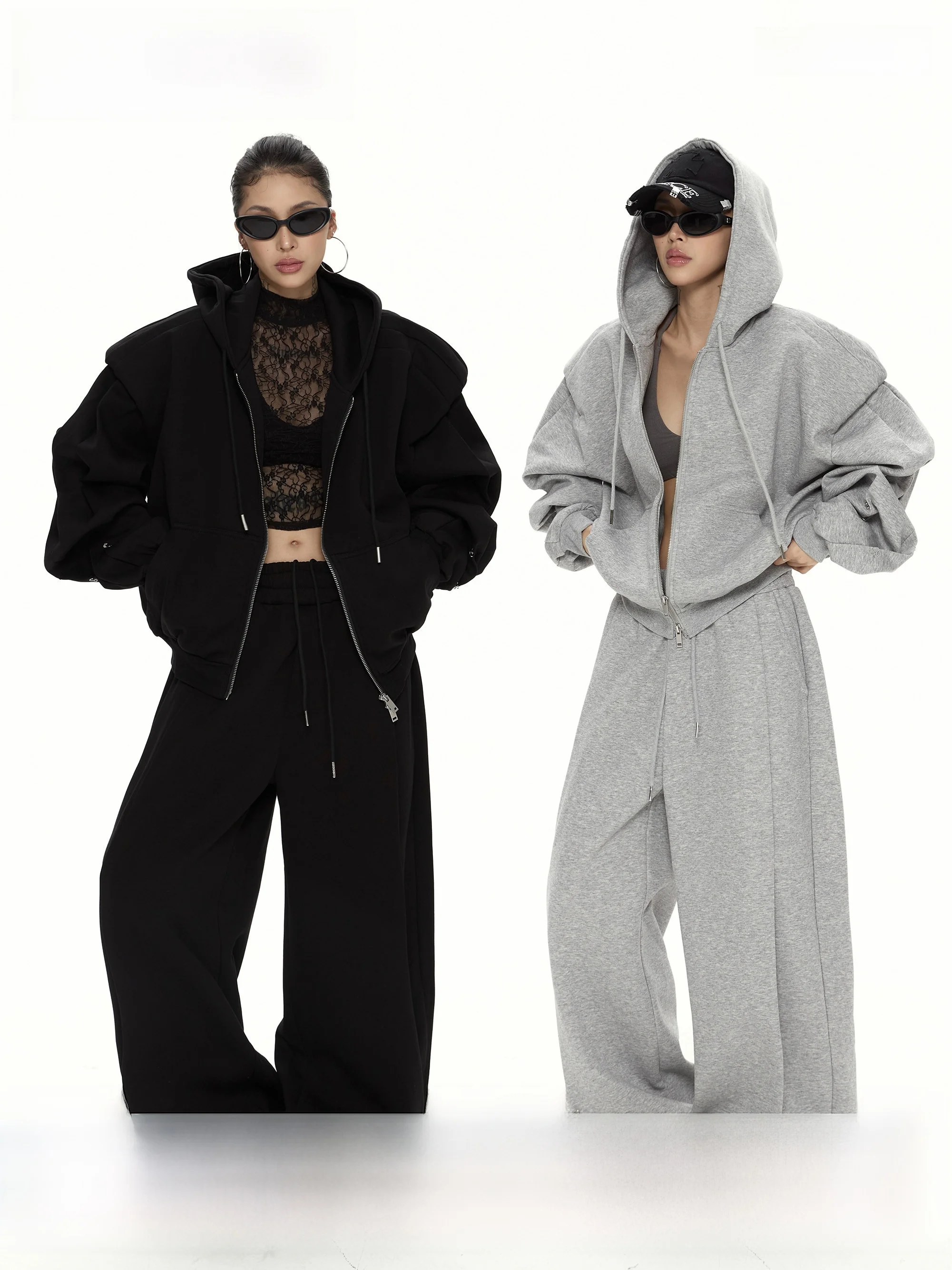 

Wildzero ort Кардиган с капюшоном Женские повседневные длинные брюки Комплект из двух предметов Осень Новый дизайн Sense Faion Удобный свободный крой