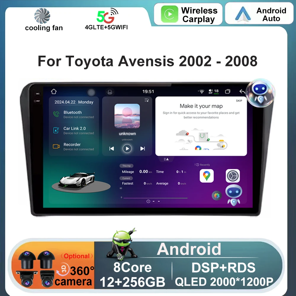 

Android 14 Auto For Toyota Avensis T25 2002 - 2008 DSP Car Radio Multimedia Video Player Navigation GPS 4G Carplay Wifi