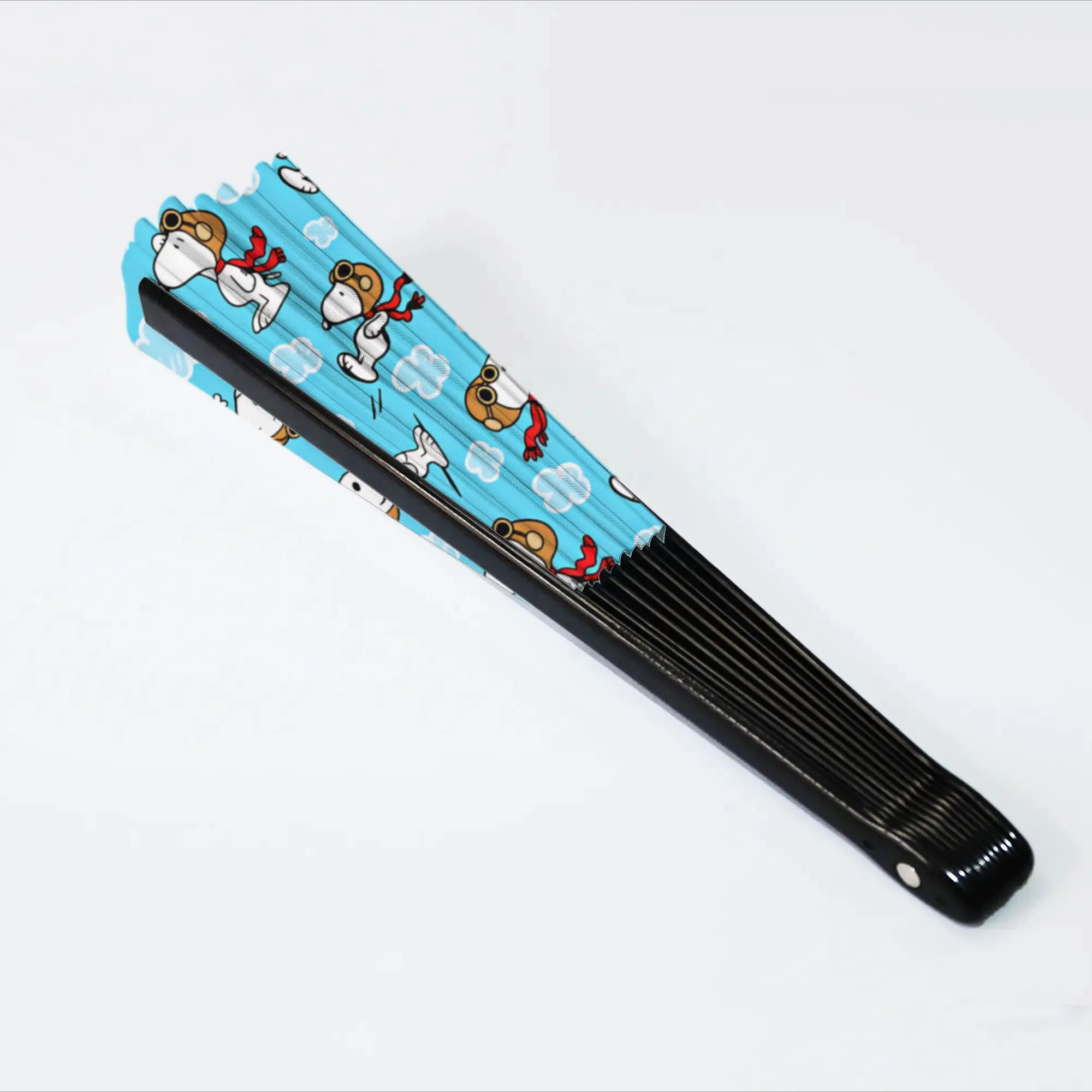 Peanuts Snoopy Aviator Clouds Folding Hand Fan  Polyester Fabric Fan Funny Summer Accessory Decorative Fans view 4