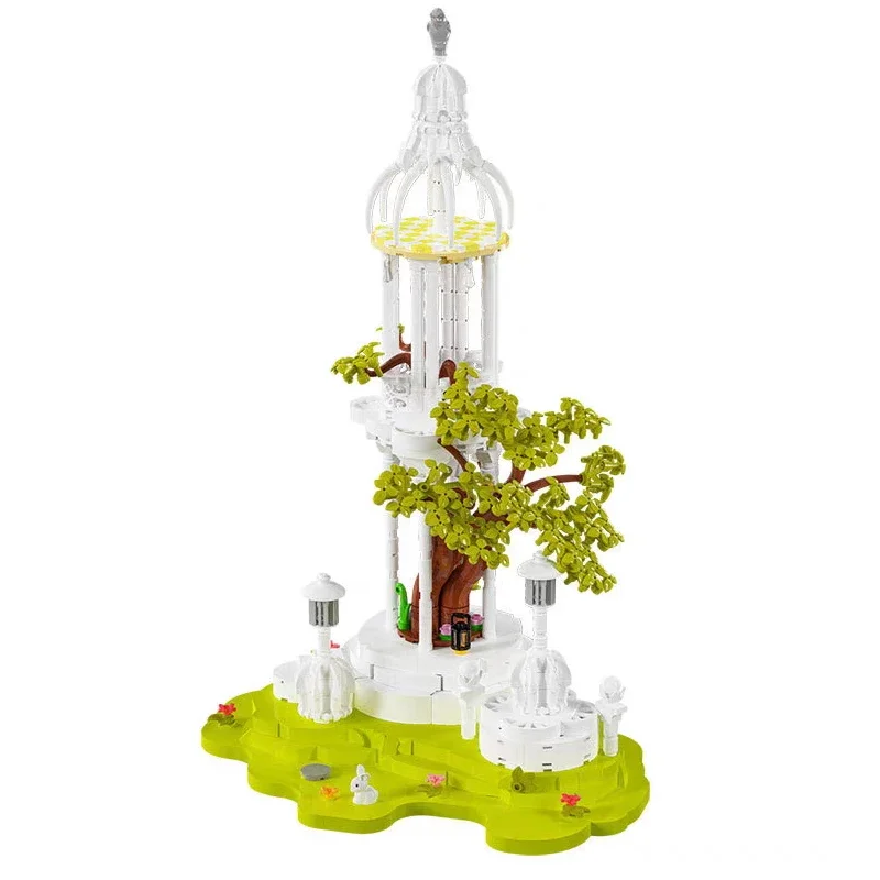 WLCX-Mini blocs de construction de tour de forêt, maison dans les arbres, palais, architecture de jardin, lumière LED, jouet en briques, sans boîte, exploration relique, 6013
