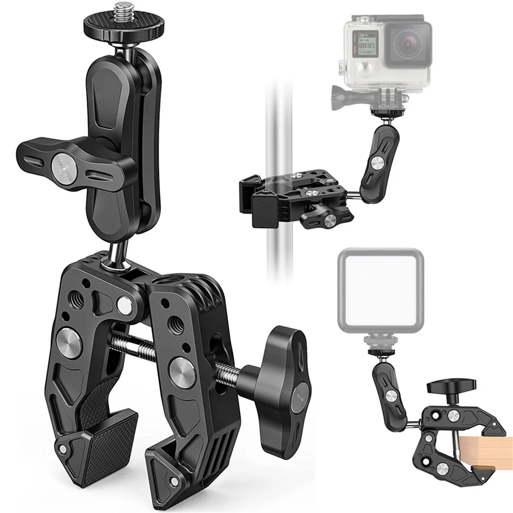 Super Clamp Camera Clamp Mount Monitor 360° Ballhead Magic Arm Adapter with1/4\