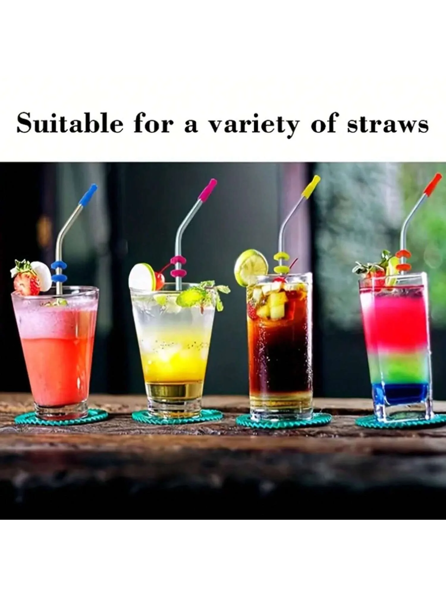 Silicone Straw Tips, Reusable Metal Straws Covers Fit for 1/4 Inch Wide(6MM Outer Diameter) Stainless Steel Straws（Color Random）