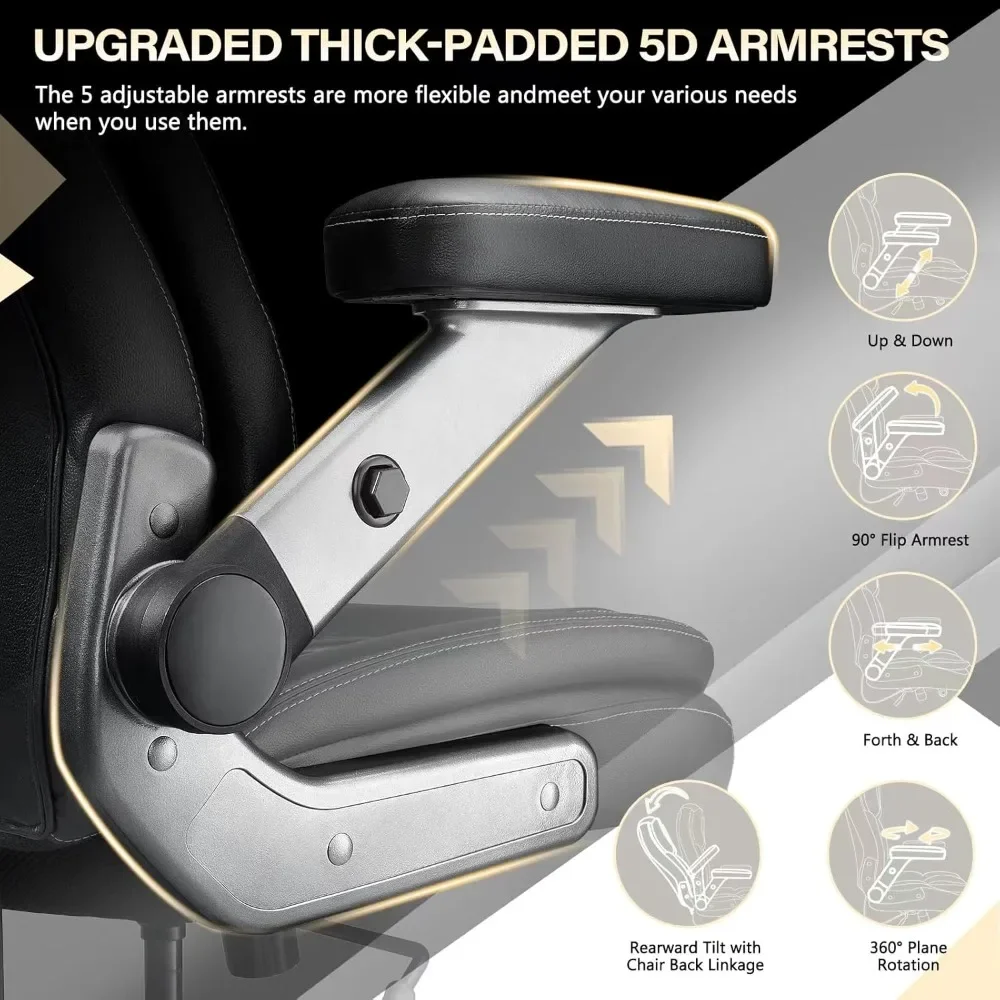 เก้าอี้สำนักงานขนาดใหญ่ 600 ปอนด์ รับน้ำหนักได้มาก พร้อมที่วางแขนแบบพลิกได้ 5 มิติ เก้าอี้สำนักงานขนาดใหญ่พิเศษพร้อมเบาะรองนั่งแบบสปริงพ็อกเก็ต