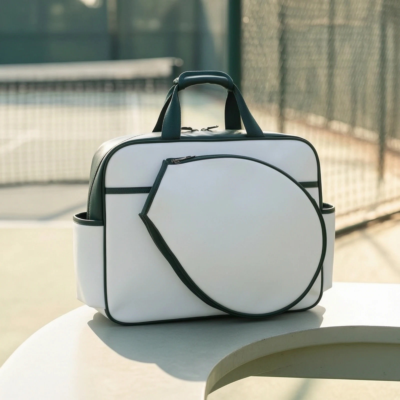 Tennis Racket Bag Large-Capacity Racket Bag with Shoulder Strap Structured Easy-Wipe for Athletes, Sports Training