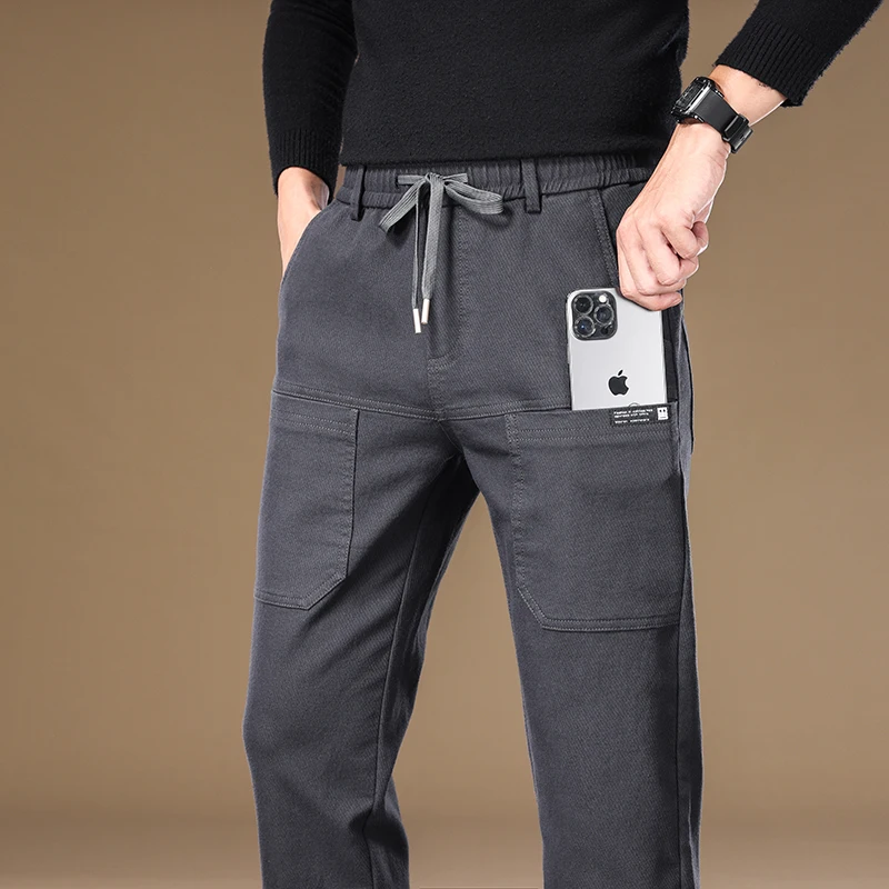 

Multiple Pocket Design Men's Casual Pants Straight Elasticity Cotton Fashion Trousers Korean Classic Male Clothing New Pants