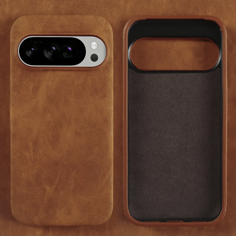 

Модный однотонный кожаный чехол для Google Pixel 10 9 Pro XL 8 8A 7 7A 6 6A Pro, роскошный противоударный бронированный жесткий чехол Funda