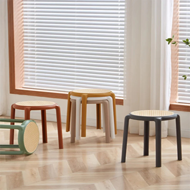 High Chair can be Stacked Plastic Stool Household Thickened Round Stool Modern Creative Living Room Dining Table Plastic