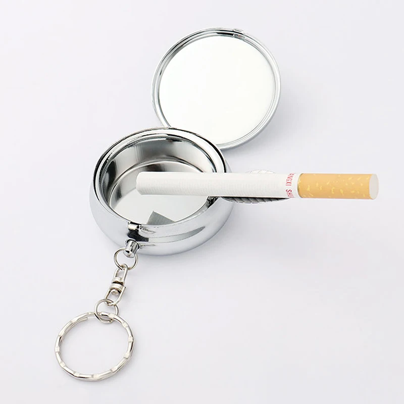 Portable Mini Ashtray With Key Chain Metal Pocket Ashtray Mini Ash Box Case Ash Tray Vehicle Cigarette Ashtray Outdoor Travel