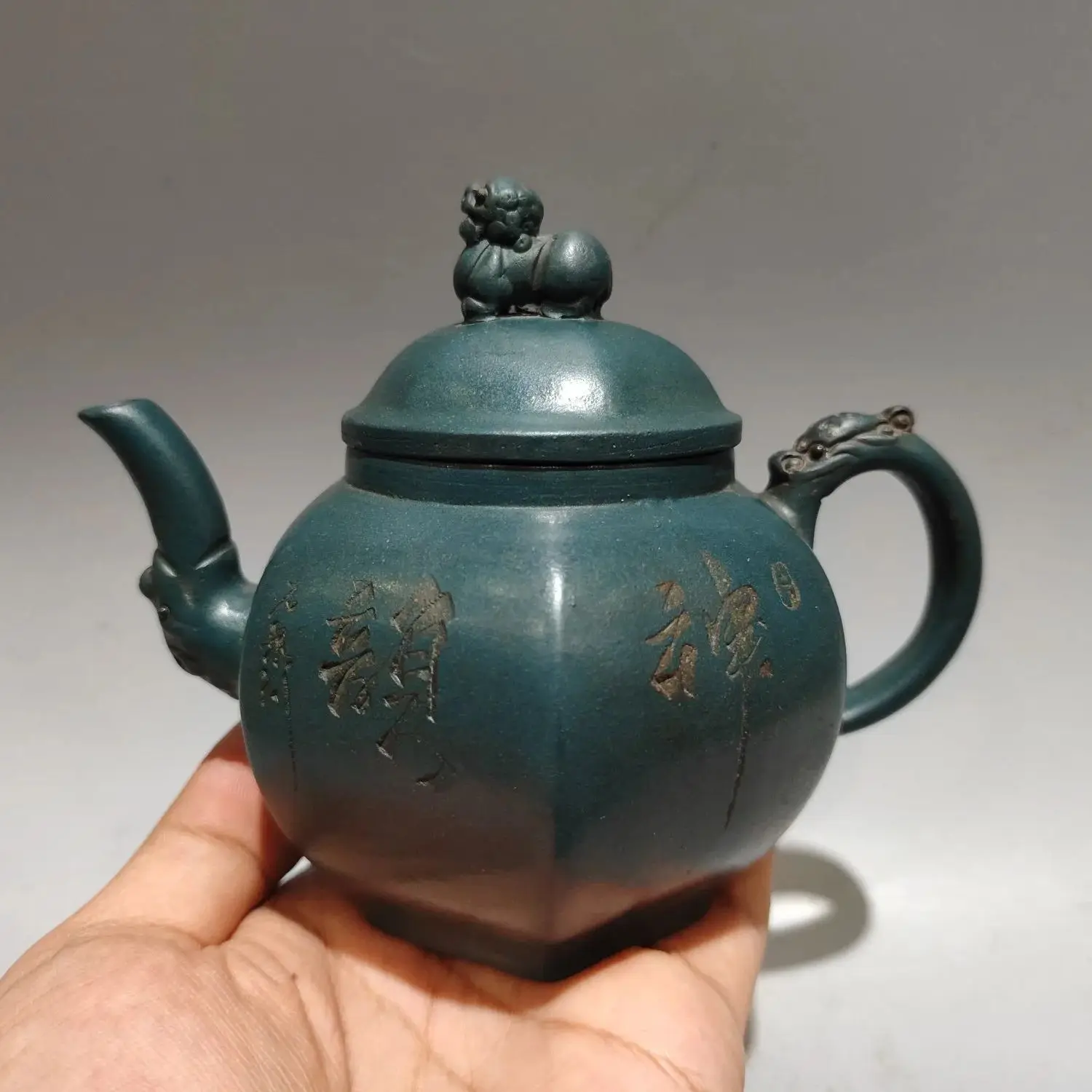 

6"Chinese Yixing Purple Clay Teapot Pixiu statue cover Zen Rhyme Buddha Pot Kettle Teapot Flagon Tea Ceremony Sample Tea