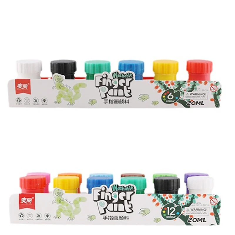 

6/12 Colors Washable Finger Paint Kit for Kids DIY Art Supplies Watercolor Crafts for Children's Doodle Drawing Activities
