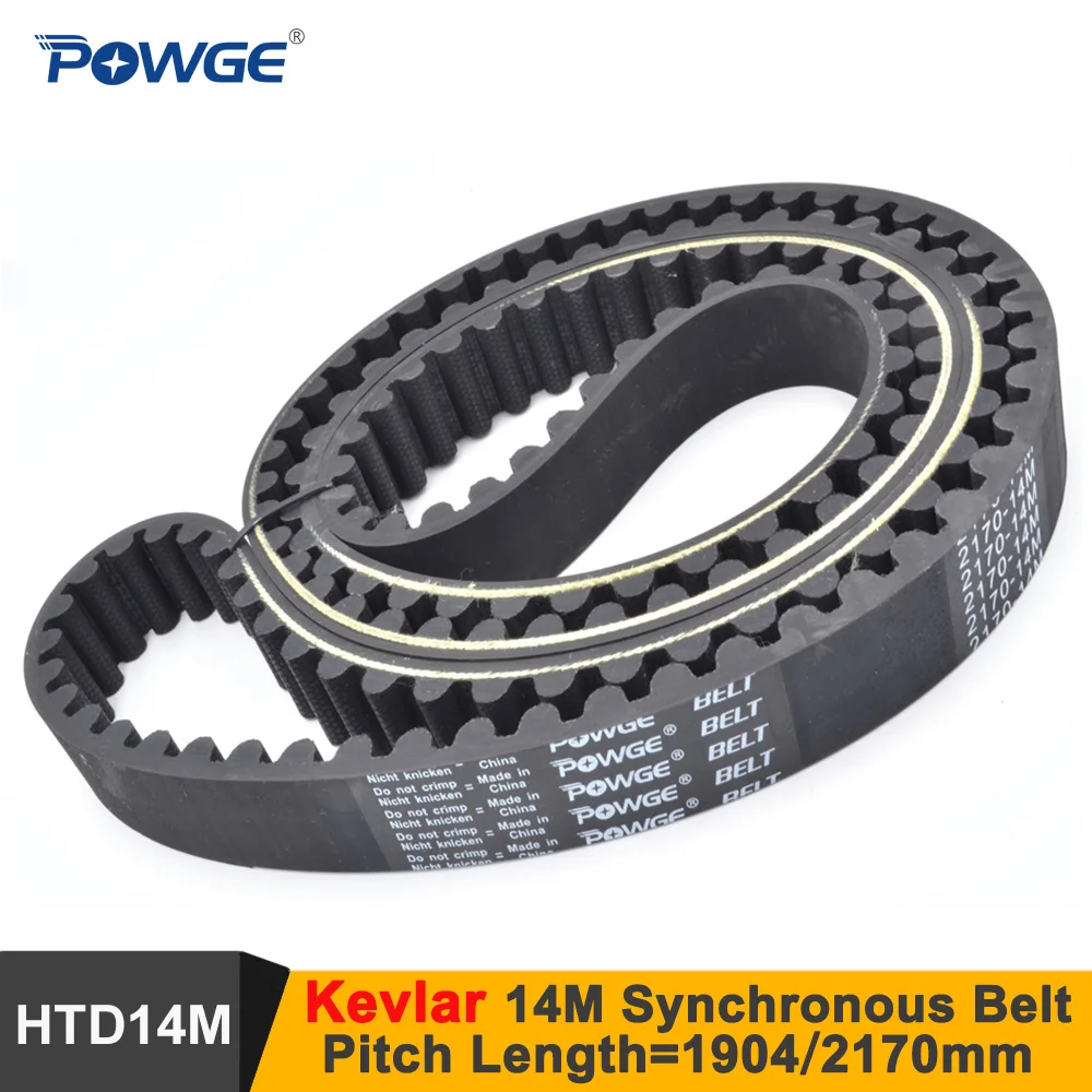 POWGE1904 2170 14M Synchronous Belt NeopreneRubber With Kevlar Core W=28mm Teeth=136/155 HTD14M Timing Belt 2170-14M-28Kevlar