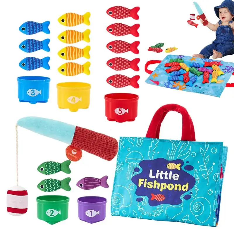 Toddler Fishing Game Cloth Fishing Game Sensory Toy Number Counting Color Sorting Fishing Game for Boy Girl 1 Educational Cloth