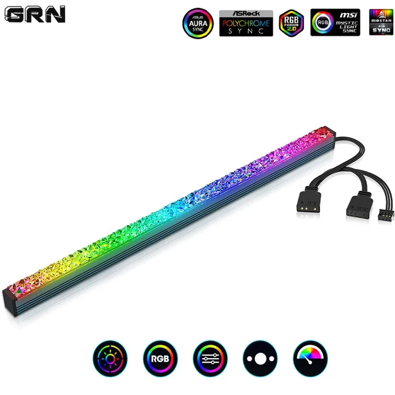 Acrylic ARGB LED Strip Lights for PC 5V 3pin 4pin RGB Diamond Hard Bar Work with Aura Gigabyte Mystic Fusion MSI SYNC Deco Light