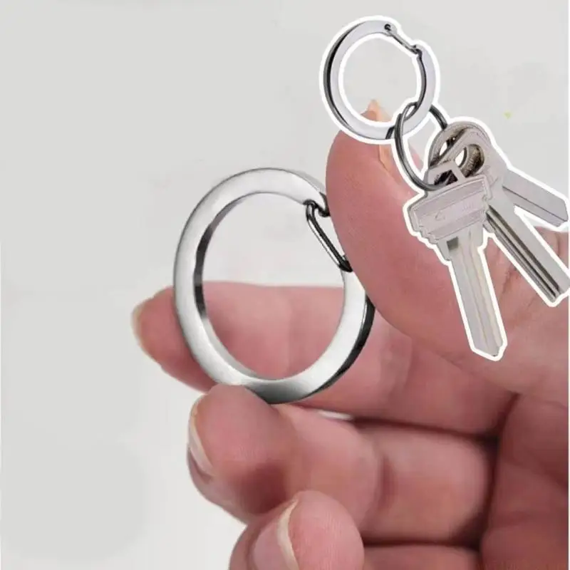 

D46E 3 Pcs Stainless Steel Round Spring Clasp Keyring C Buckle Metal Spring Open Keychain Split Rings C-type Holder