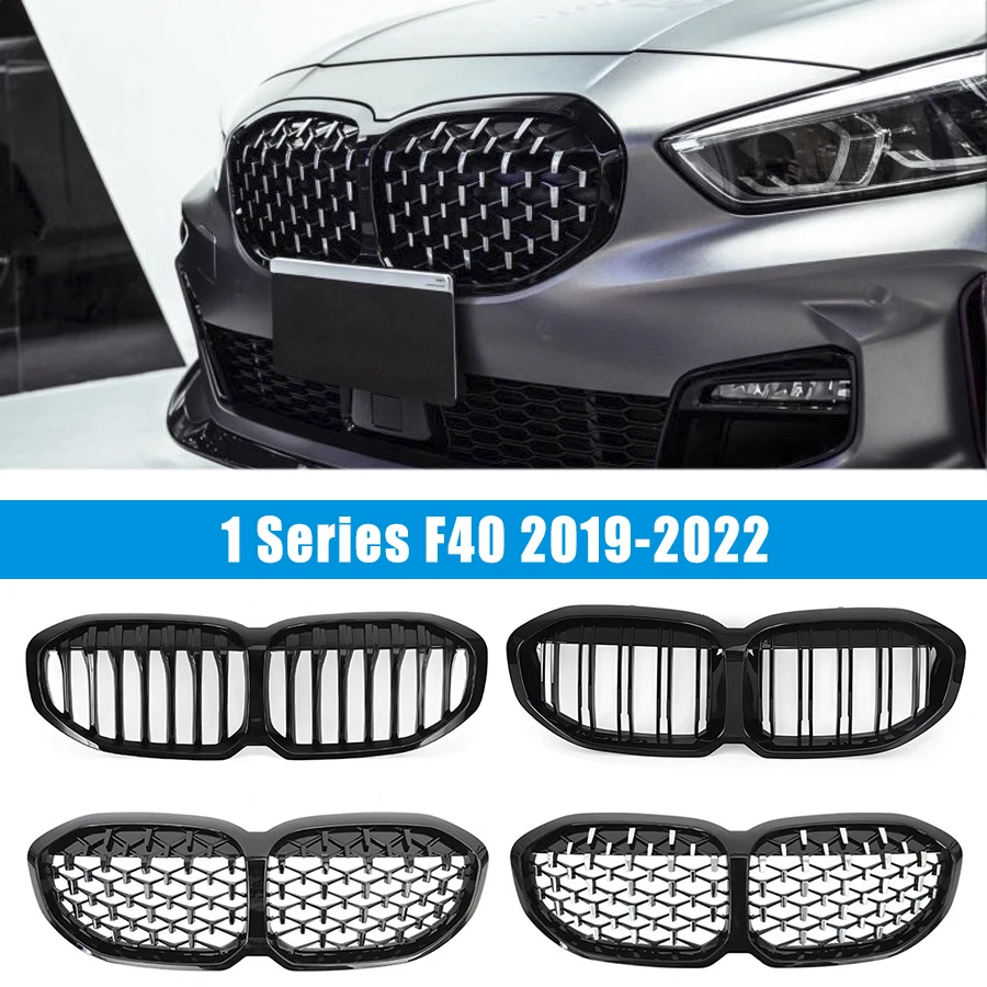 

Car Front Kidney Grills Grille Black Gloss for BMW 1 Series F40 Tuning 118i 120i 128ti 130i M135i xDrive 2019 2020 2021 2022